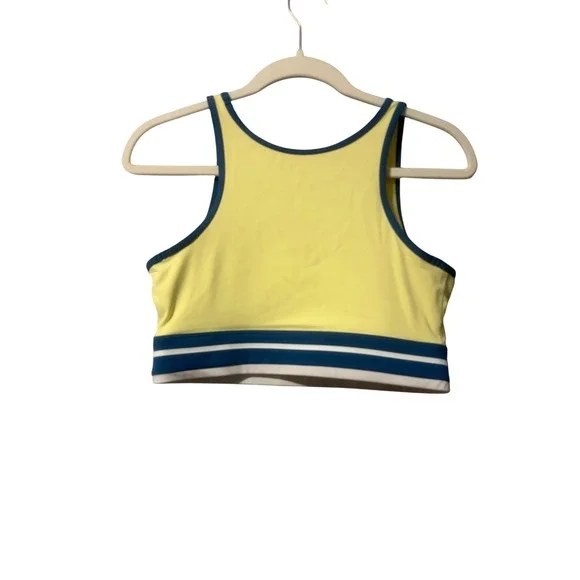 ZYIA‎ ACTIVE Yellow Teal Trim Sports Bra Athletic Workout Top Size M - Picture 2 of 3